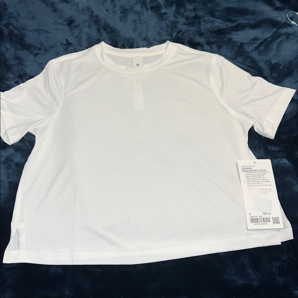 Lululemon Ultralight Waist Length T Shirt Size 6 White - Picture 1 of 7
